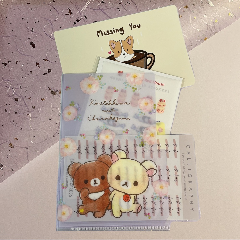 NEW San-X Rilakkuma Mini 3-Tab Plastic File Folder